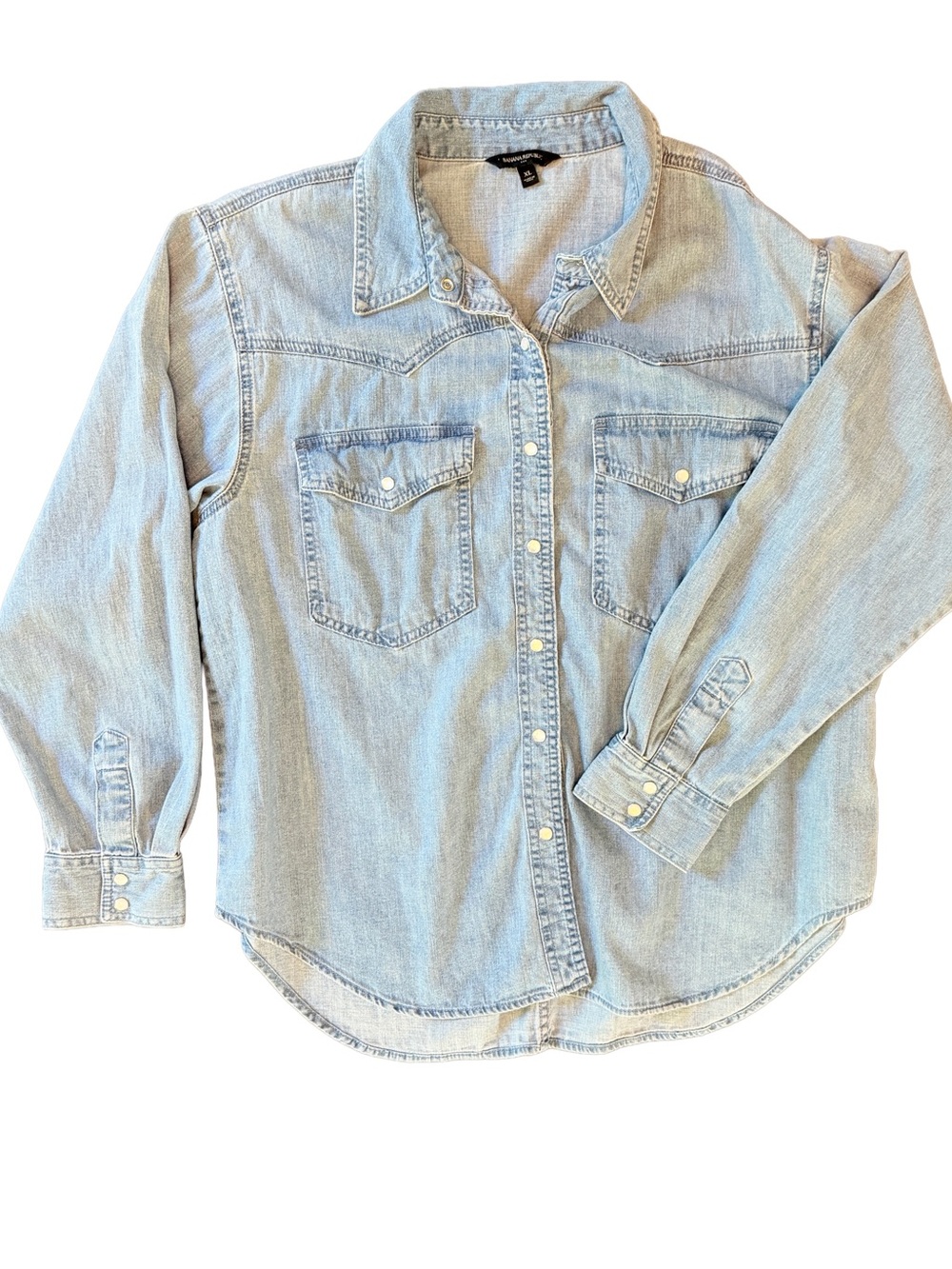 Banana Republic Light Wash chambray utility western button down shirt cotton XL